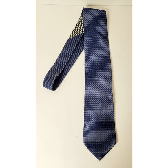 Tommy Hilfiger Men's Blue Woven Geometric Silk Tie - Picture 1 of 5